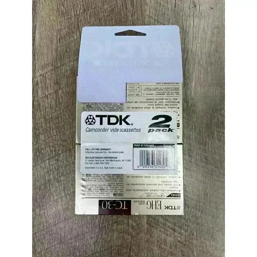 2 Pack - TDK E-HG TC-30 Extra High Grade VHS-C Camcorder Tapes New Sealed